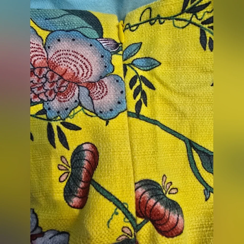LOFT Women's Floral Mini Pencil Skirt in Bold Yellow, Size 6